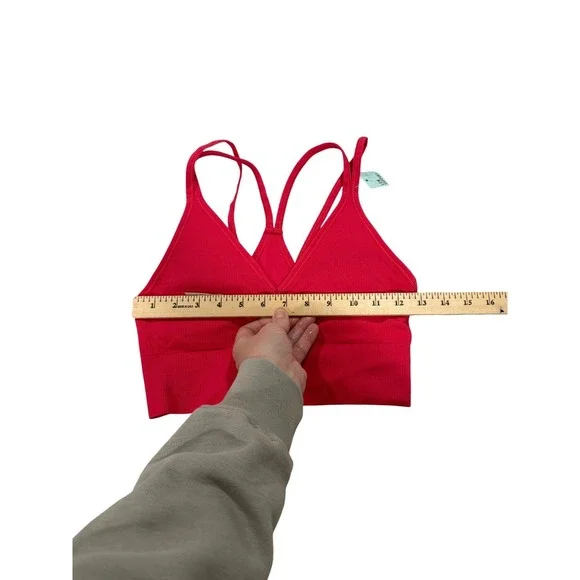 DSG Ribbed V Neck Racerback‎ Sports Bra Red - Picture 2 of 7